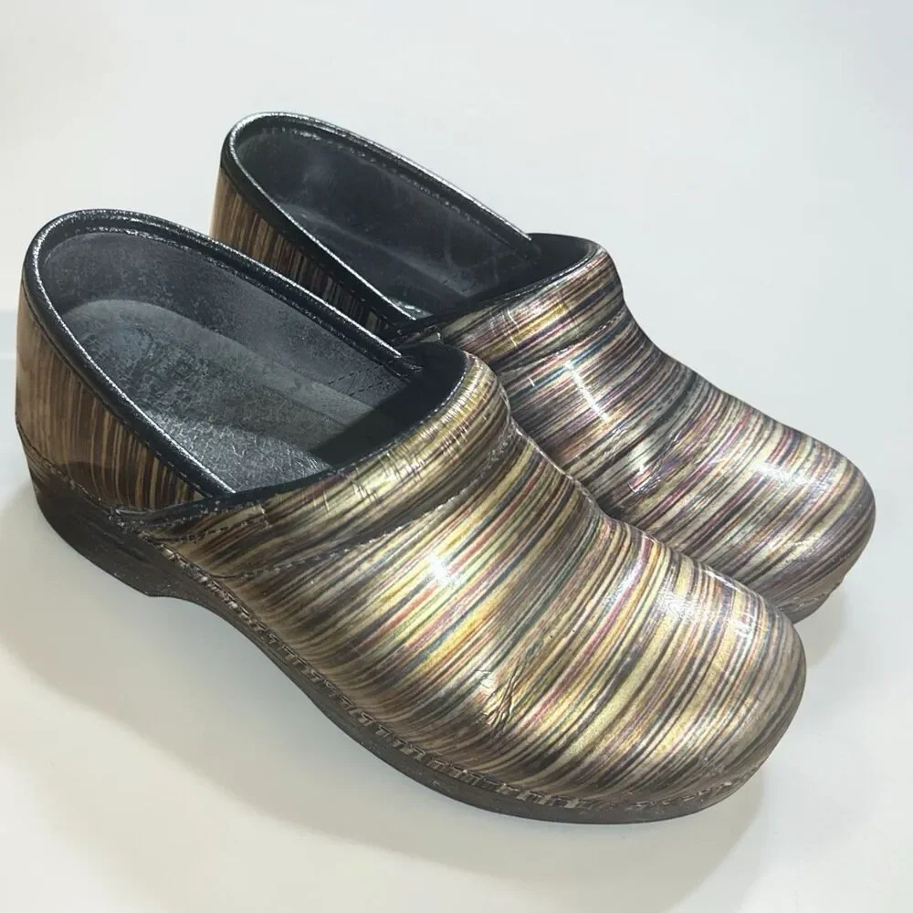 Dansko Professional Clogs Women US 8.5-9 EU 39 Multicolor Striped Nursing Chef